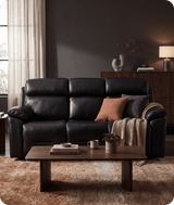 Milano Genuine Leather Black Electric Power Recliner 3 Seater Sofa