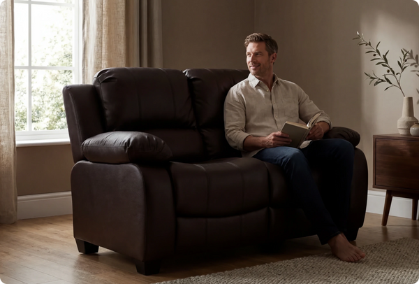 Veloura Brown Leather 2 Seater Sofa