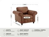 Savile Tan Suede Armchair measurements