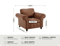 Savile Tan Suede Armchair measurements