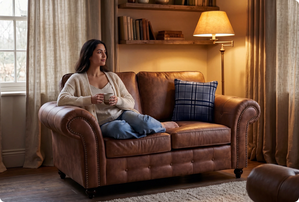 Savile Tan Suede 2 Seater Sofa