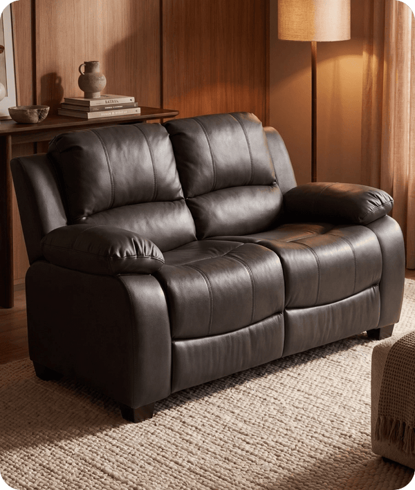 Veloura Grey Leather 2 Seater Sofa
