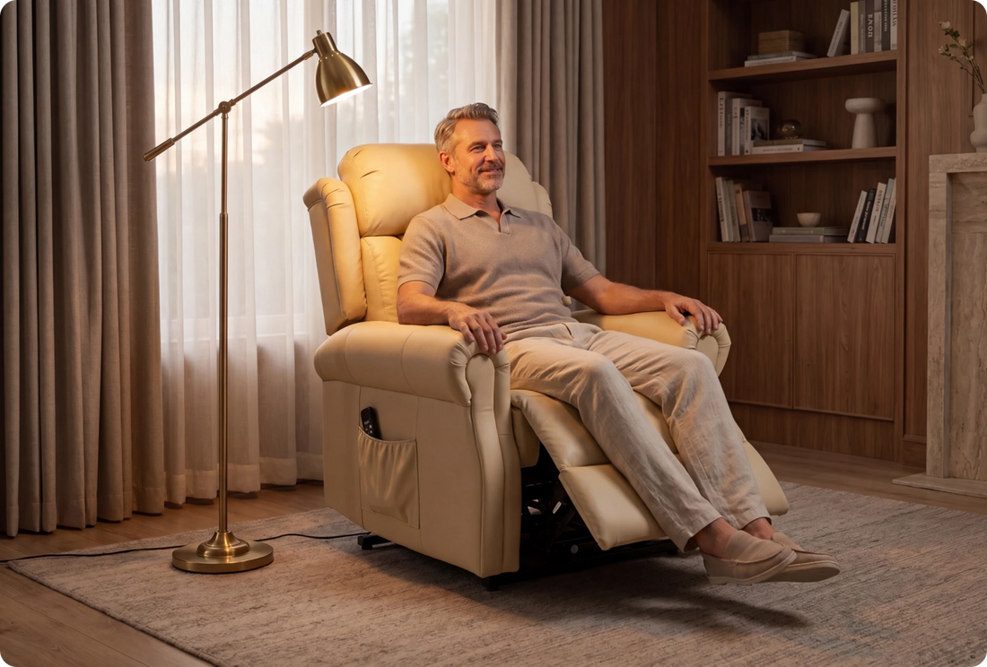 Cream Rise and Recliner Mobility Chairs