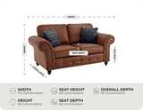Savile Tan Suede 2 Seater Sofa measurements