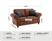 Savile Tan Suede 2 Seater Sofa measurements
