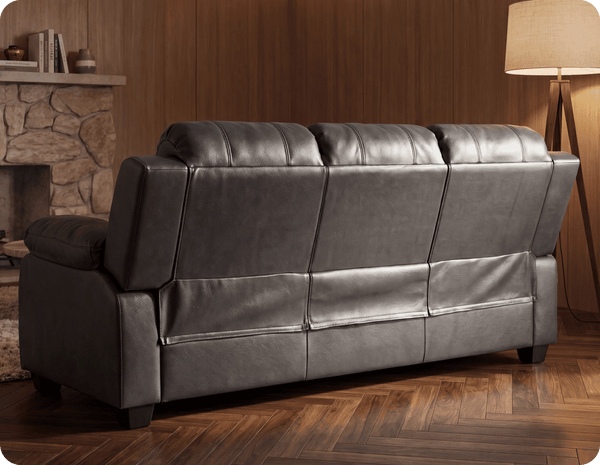 Veloura Grey Leather 3 Seater Sofa