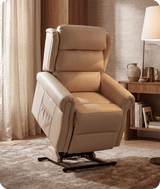 Cambridge Genuine Leather Cream Rise & Recline Mobility Chair
