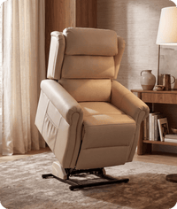 Cambridge Genuine Leather Cream Rise & Recline Mobility Chair