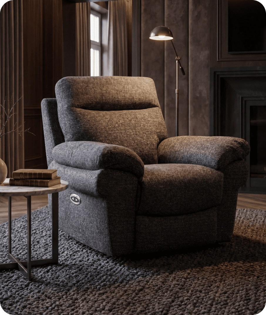 Lunaro Grey Fabric Electric Recliner Armchair