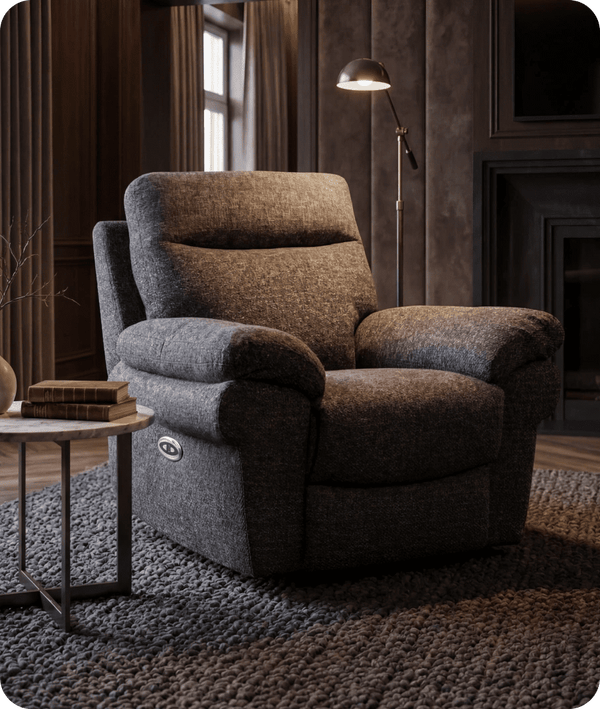 Lunaro Grey Fabric Electric Recliner Armchair