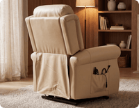 Cambridge Genuine Leather Cream Rise & Recline Mobility Chair