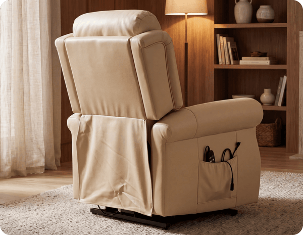 Cambridge Genuine Leather Cream Rise & Recline Mobility Chair