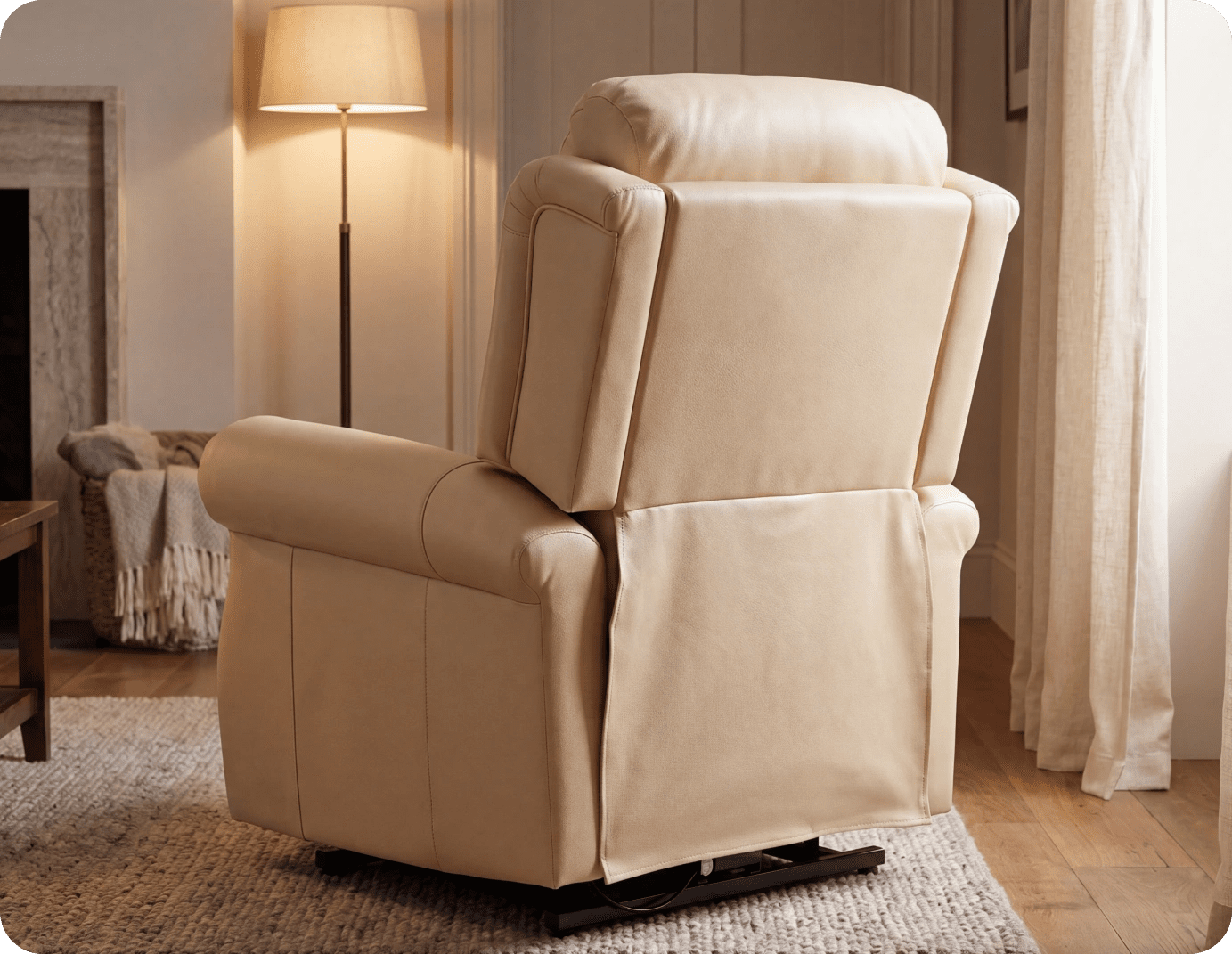Derby Genuine Leather Cream Rise & Recline Mobility Chair