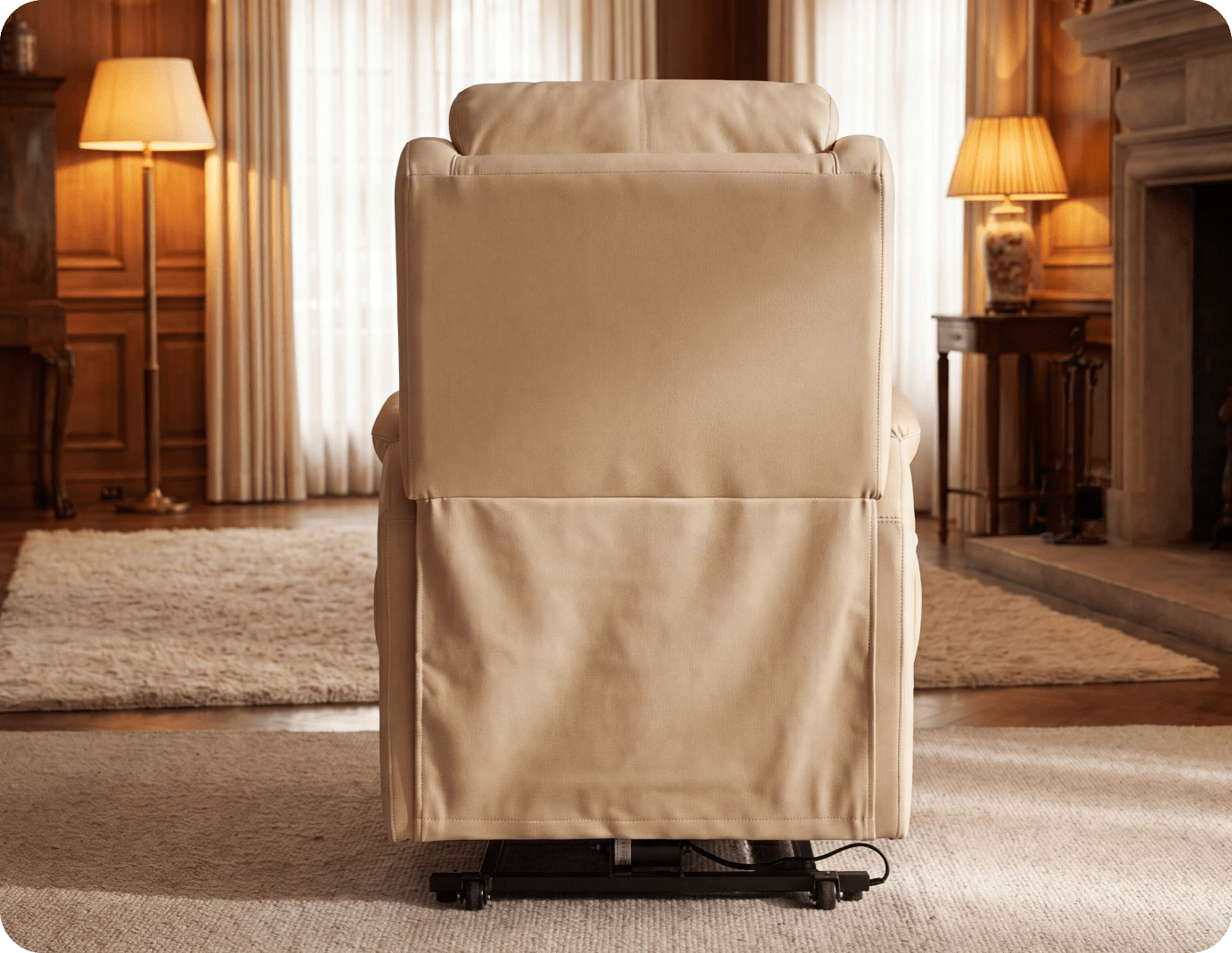 Oliver Genuine Leather Cream Rise & Recline Mobility Chair