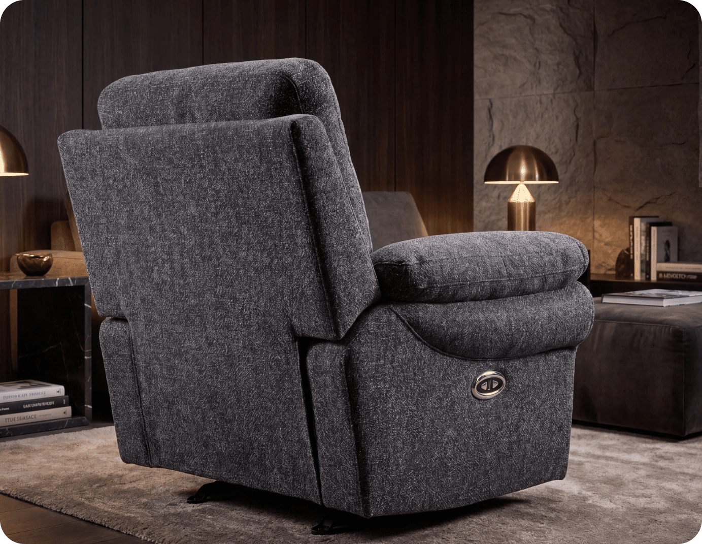 Lunaro Grey Fabric Electric Recliner Armchair
