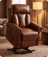 Derby Genuine Leather Tan Rise & Recline Mobility Chair