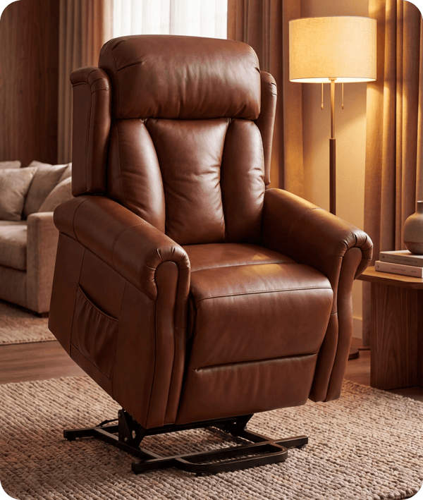 Derby Genuine Leather Tan Rise & Recline Mobility Chair