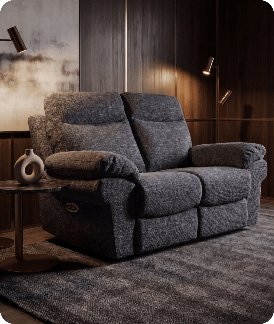 Lunaro Grey Fabric Electric Recliner 2 Seater Sofa