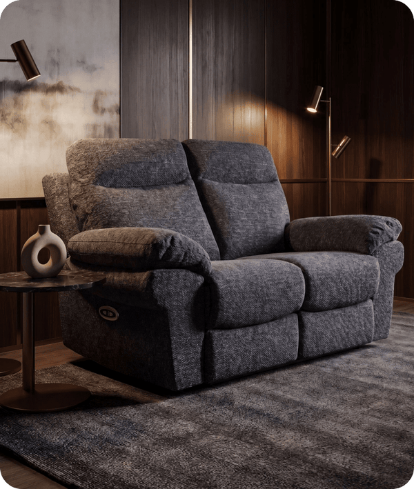 Lunaro Grey Fabric Electric Recliner 2 Seater Sofa