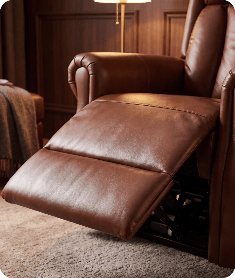 Derby Genuine Leather Tan Rise & Recline Mobility Chair