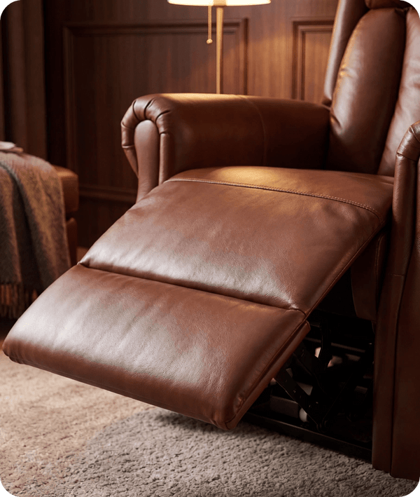 Derby Genuine Leather Tan Rise & Recline Mobility Chair