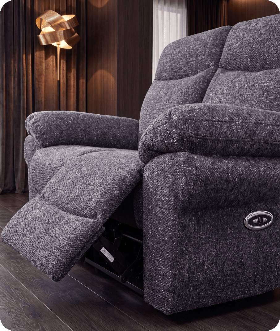 Lunaro Grey Fabric Electric Recliner 2 Seater Sofa