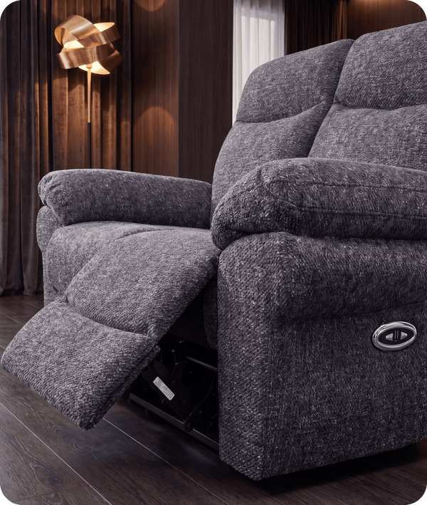 Lunaro Grey Fabric Electric Recliner 2 Seater Sofa