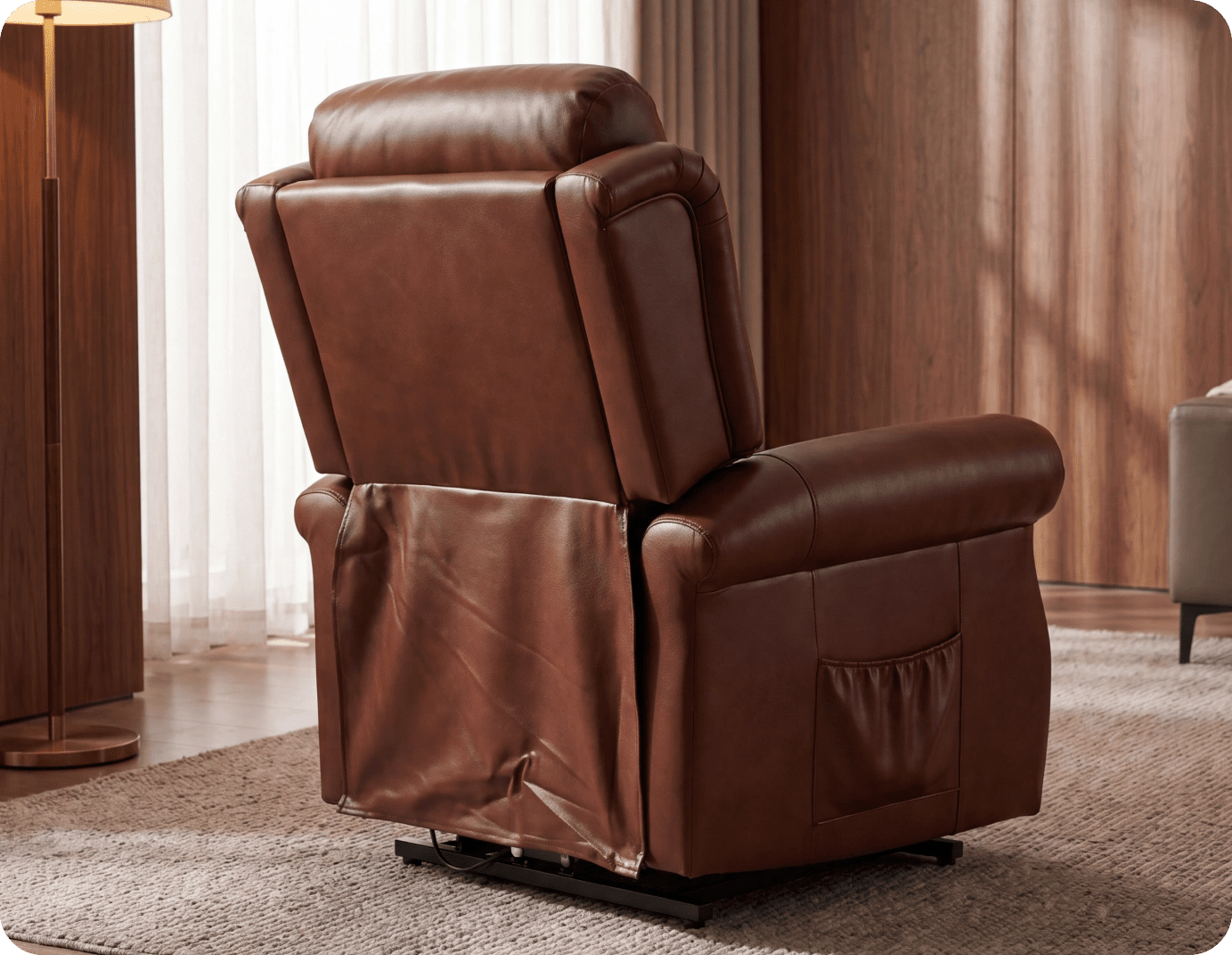 Derby Genuine Leather Tan Rise & Recline Mobility Chair