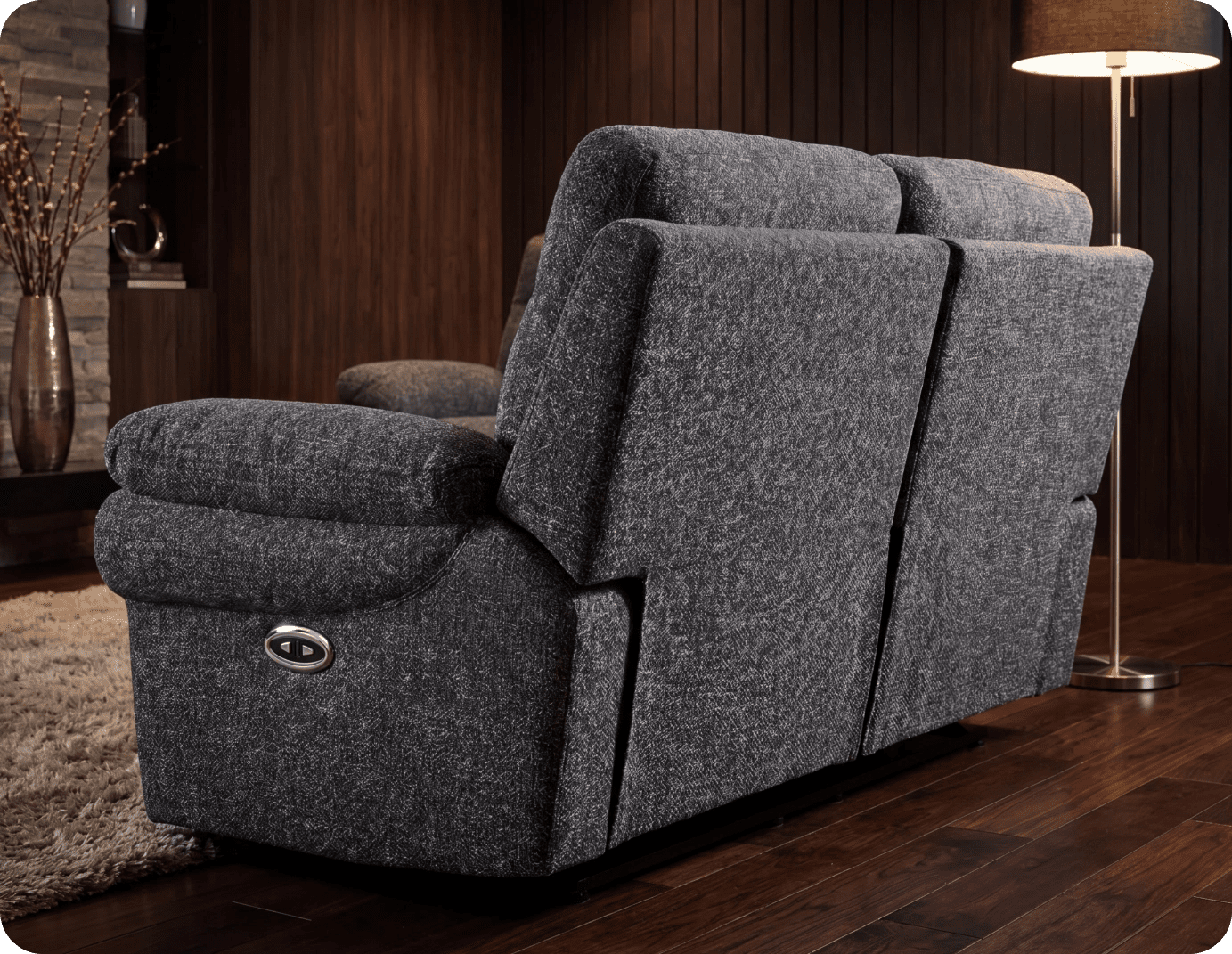 Lunaro Grey Fabric Electric Recliner 2 Seater Sofa