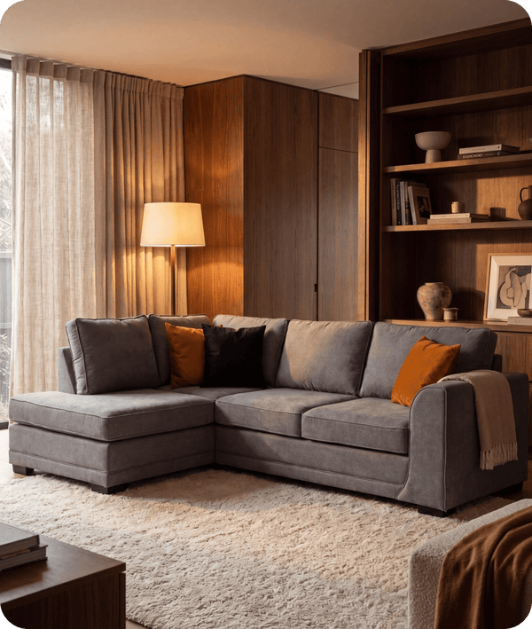 Orka Sofa Grey Fabric Left Hand Corner Sofa - LHC