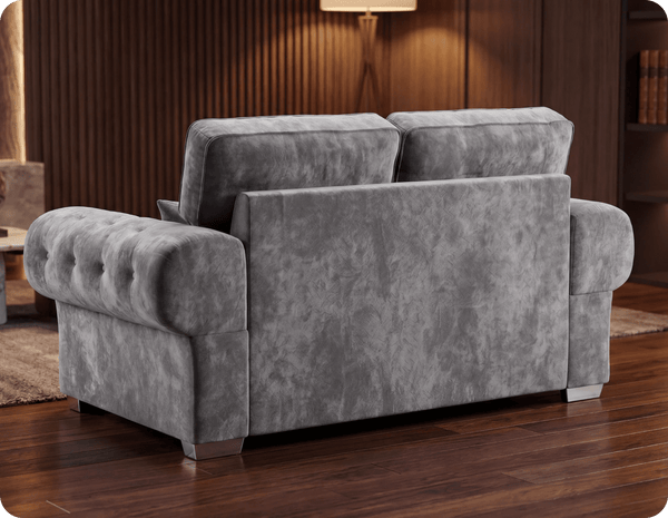 Florence High Back Grey Fabric 2 Seater Sofa