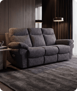 Lunaro Grey Fabric Electric Recliner 3 Seater Sofa