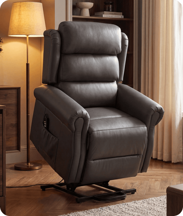 Cambridge Genuine Leather Grey Rise & Recline Mobility Chair