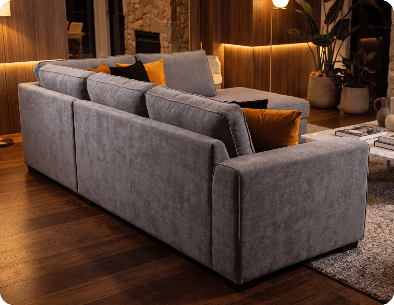 Orka Sofa Grey Fabric Left Hand Corner Sofa - LHC