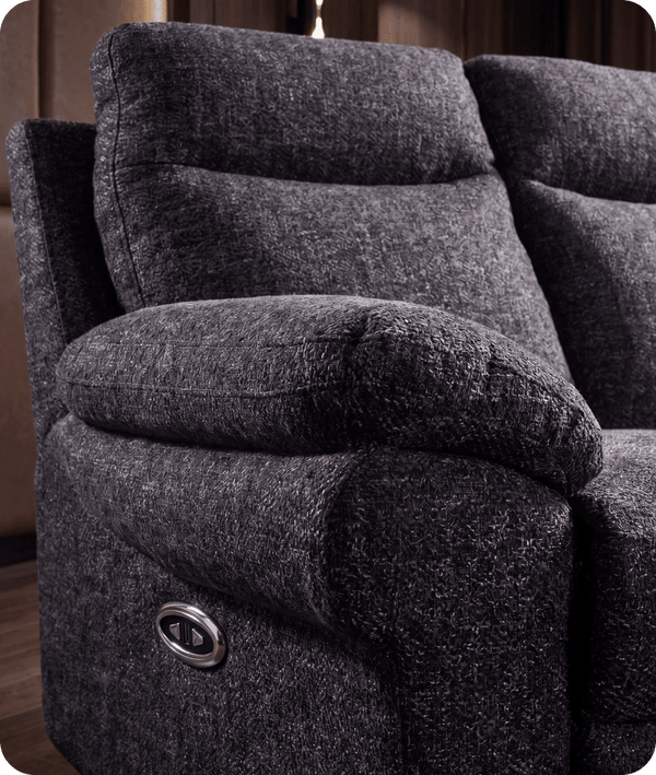 Lunaro Grey Fabric Electric Recliner 3 Seater Sofa