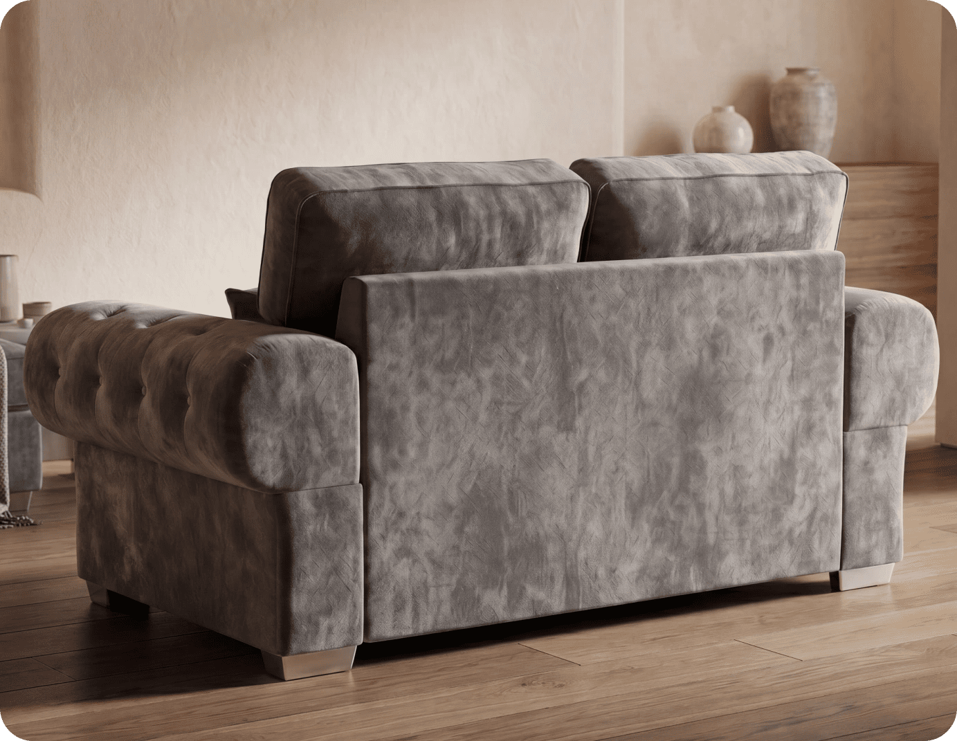 Florence High Back Grey Fabric 3 Seater Sofa