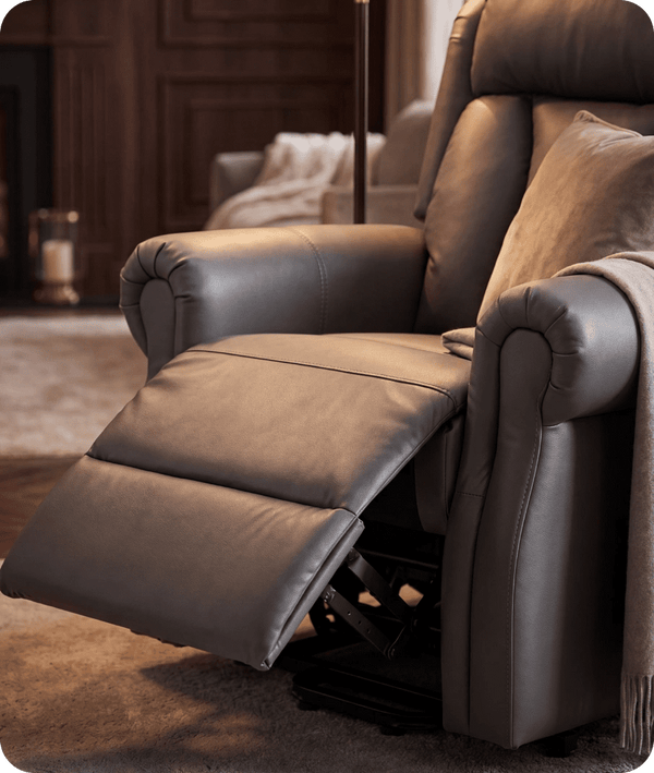 Derby Genuine Leather Grey Rise & Recline Mobility Chair