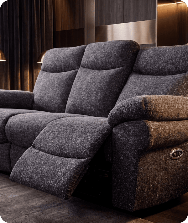 Lunaro Grey Fabric Electric Recliner 3 Seater Sofa
