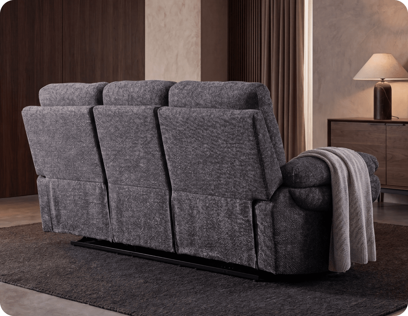 Lunaro Grey Fabric Electric Recliner 3 Seater Sofa