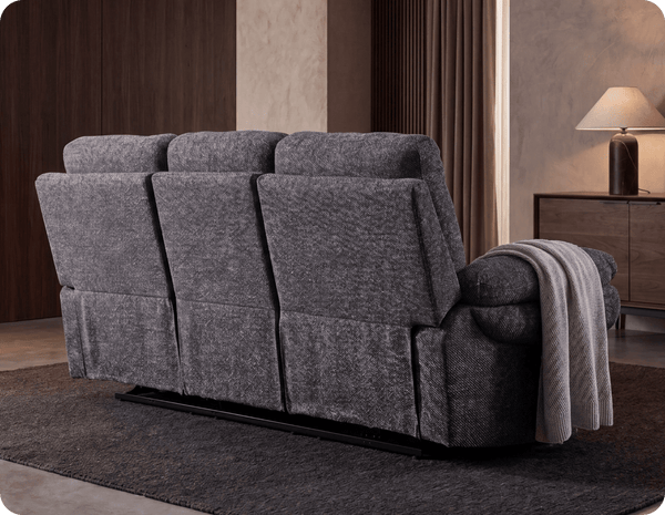 Lunaro Grey Fabric Electric Recliner 3 Seater Sofa
