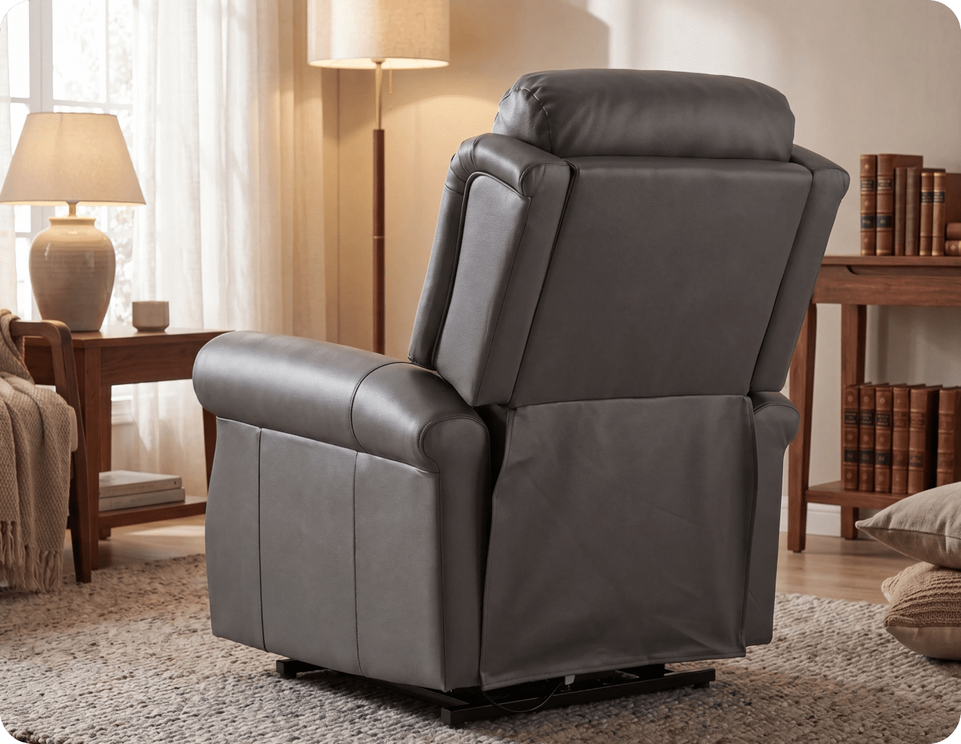 Derby Genuine Leather Grey Rise & Recline Mobility Chair