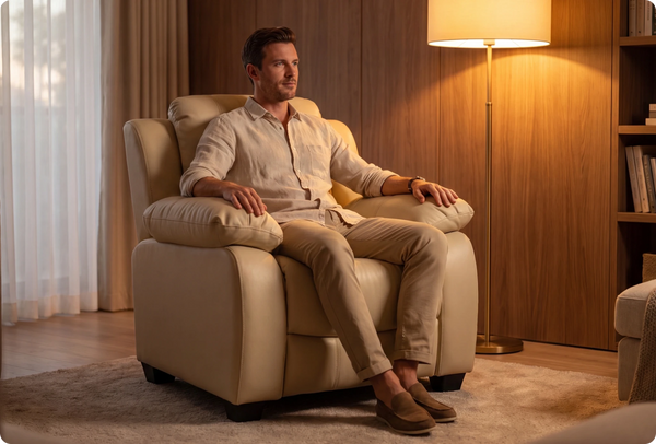 Veloura Cream Leather Armchair