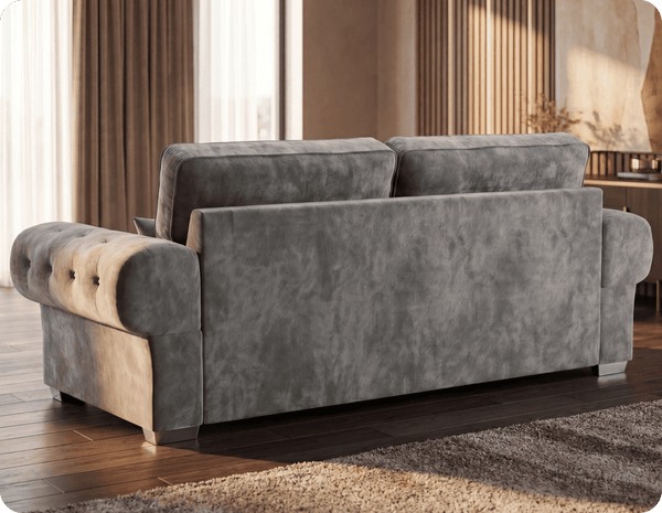 Florence High Back Grey Fabric 4 Seater Sofa