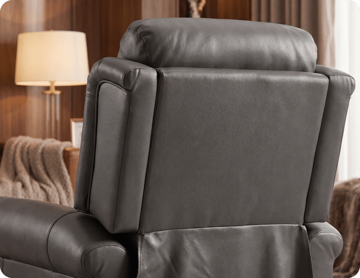 Derby Genuine Leather Grey Rise & Recline Mobility Chair