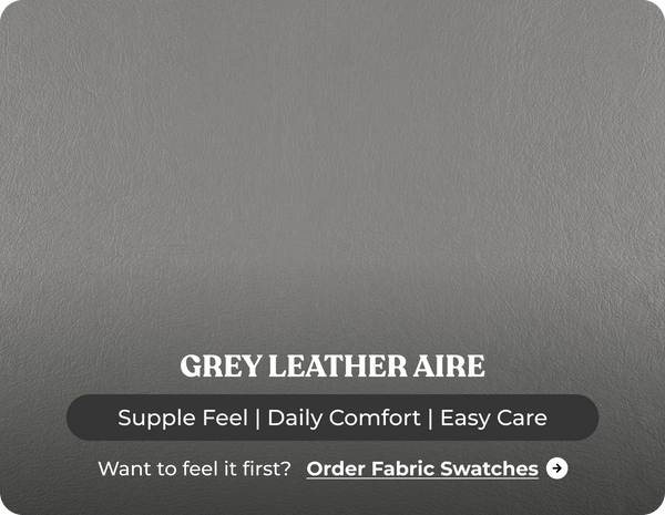 York Grey Leather 3 Seater Manual Recliner Sofa