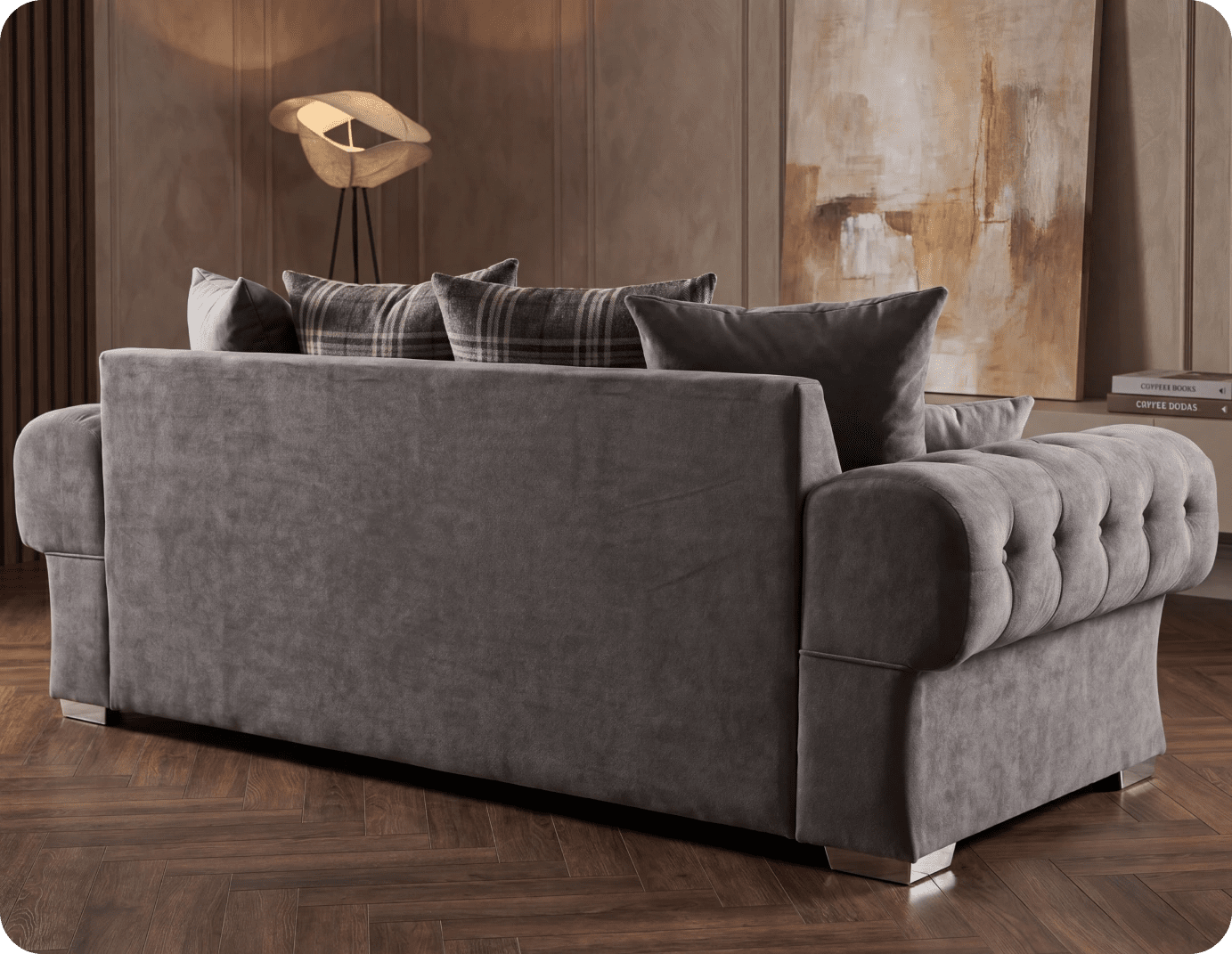 Florence Scatter Grey Fabric 4 Seater Sofa
