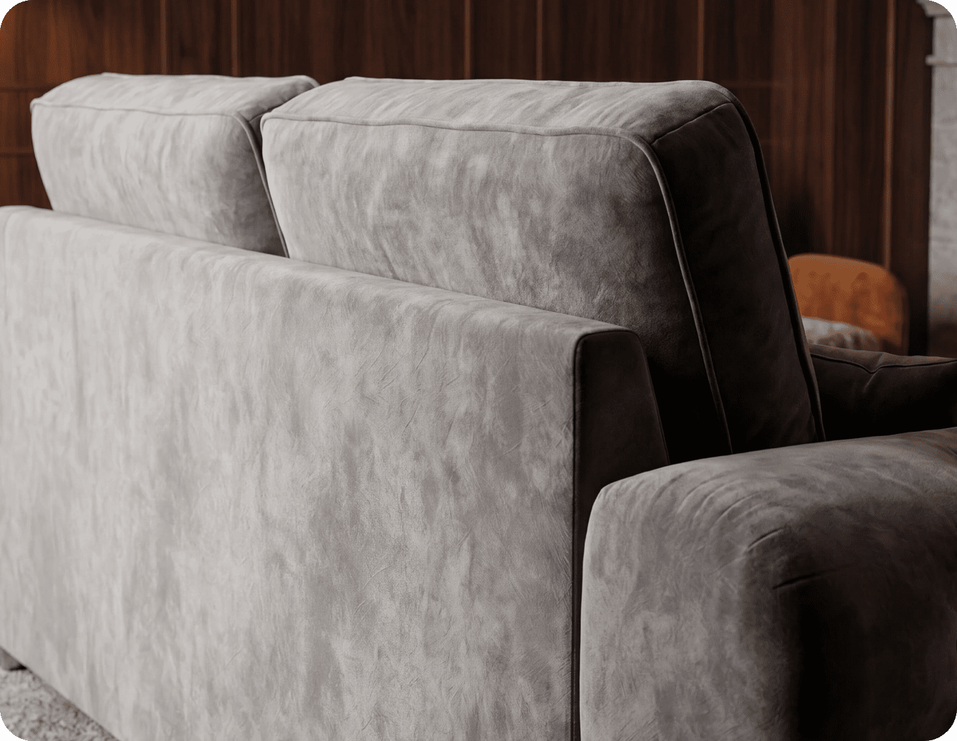 Florence High Back Grey Fabric 4 Seater Sofa