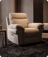Lunaro Beige Fabric Electric Recliner Armchair