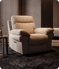 Lunaro Beige Fabric Electric Recliner Armchair