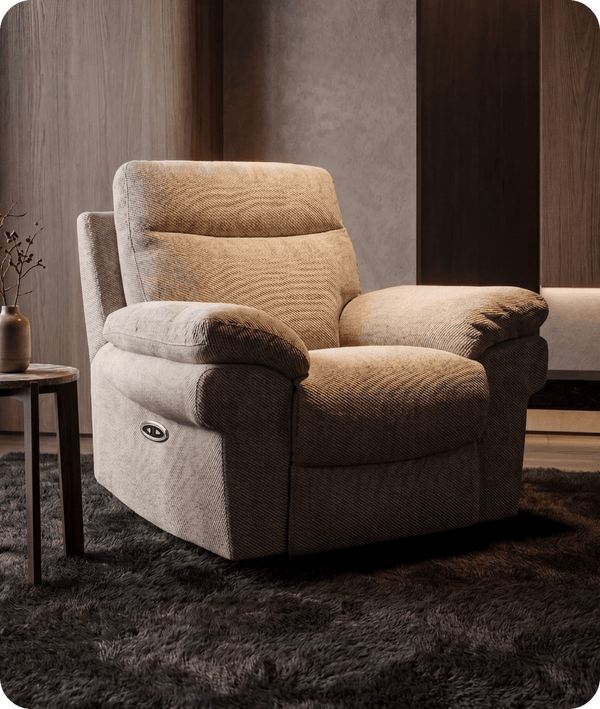 Lunaro Beige Fabric Electric Recliner Armchair